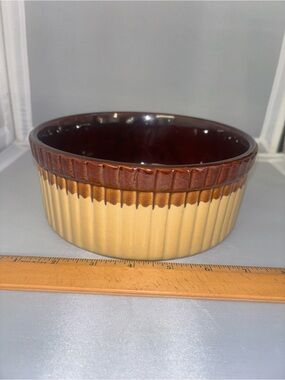 Vintage Brown glazed stoneware Bowl - Brown & Tan Farmhouse Decor Taiwan